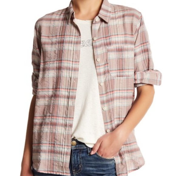 Current/Elliott Tops - Current/Elliot Plaid Modern Prep Button Down  Sz 1
